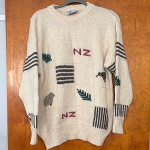 New Zealand Cream Patterned Sweater